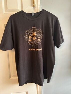 Tultex Black Short Sleeve Graphic Tee with Tan Print